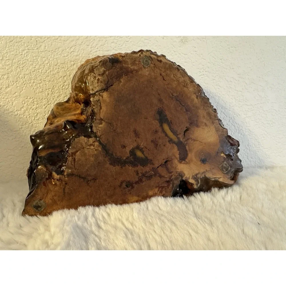 Burl Wood Jewelry Or Trinket Box With Lid Live Edge Deep Color Vintage‎
